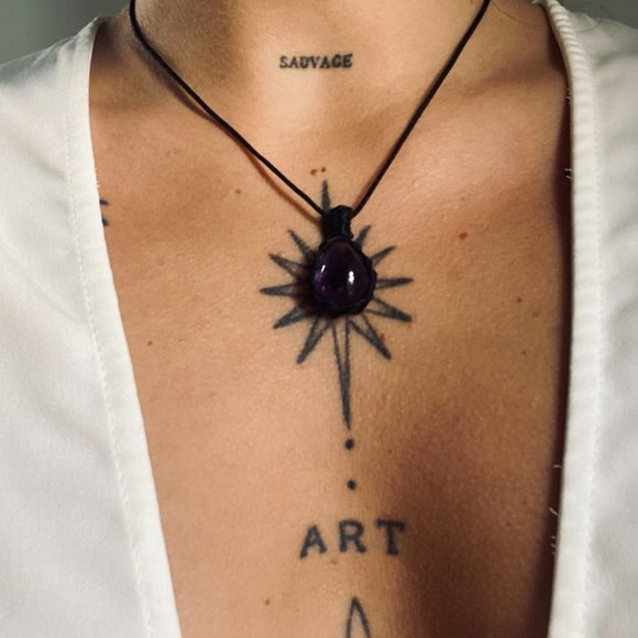 Collier artisanal - améthyste - Picture 2 of 3